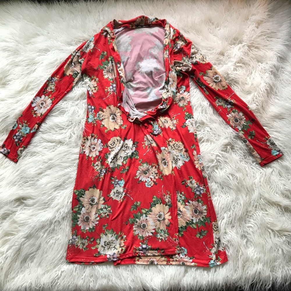 MINETTE RED FLORAL‎ CARDIGAN DUSTER KOMONO